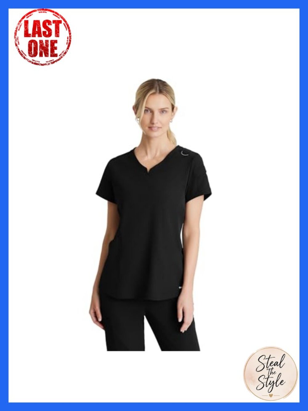 Women's V-Neck Scrub Top 3-Pocket 4-Way Stretch Medical Uniform